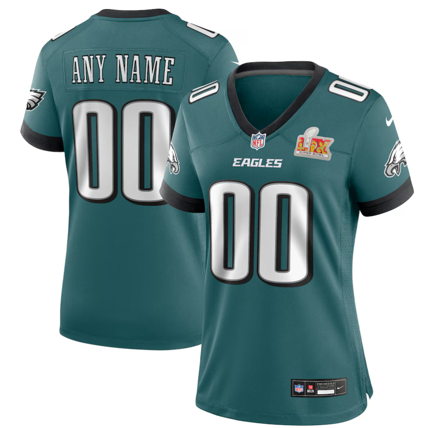 Women Philadelphia Eagles Nike Midnight Green Super Bowl LIX Custom Game NFL Jersey